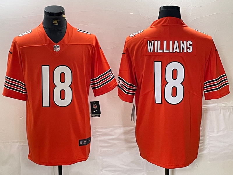 Men's Chicago Bears Caleb Williams #18 Orange Alternate 2024 NFL Draft Jersey